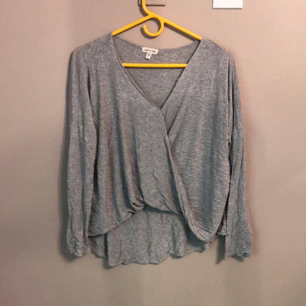 silence + noise Gray Wrap Top